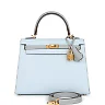 H Special Order (HSS) Kelly Sellier 25 Bleu Brume and Bleu Glacier Epsom Brushed Gold Hardware