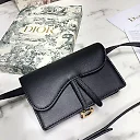 D Black Calfskin Saddle Belt Bag