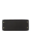 H Kelly Sellier 25 Black Ostrich Gold Hardware