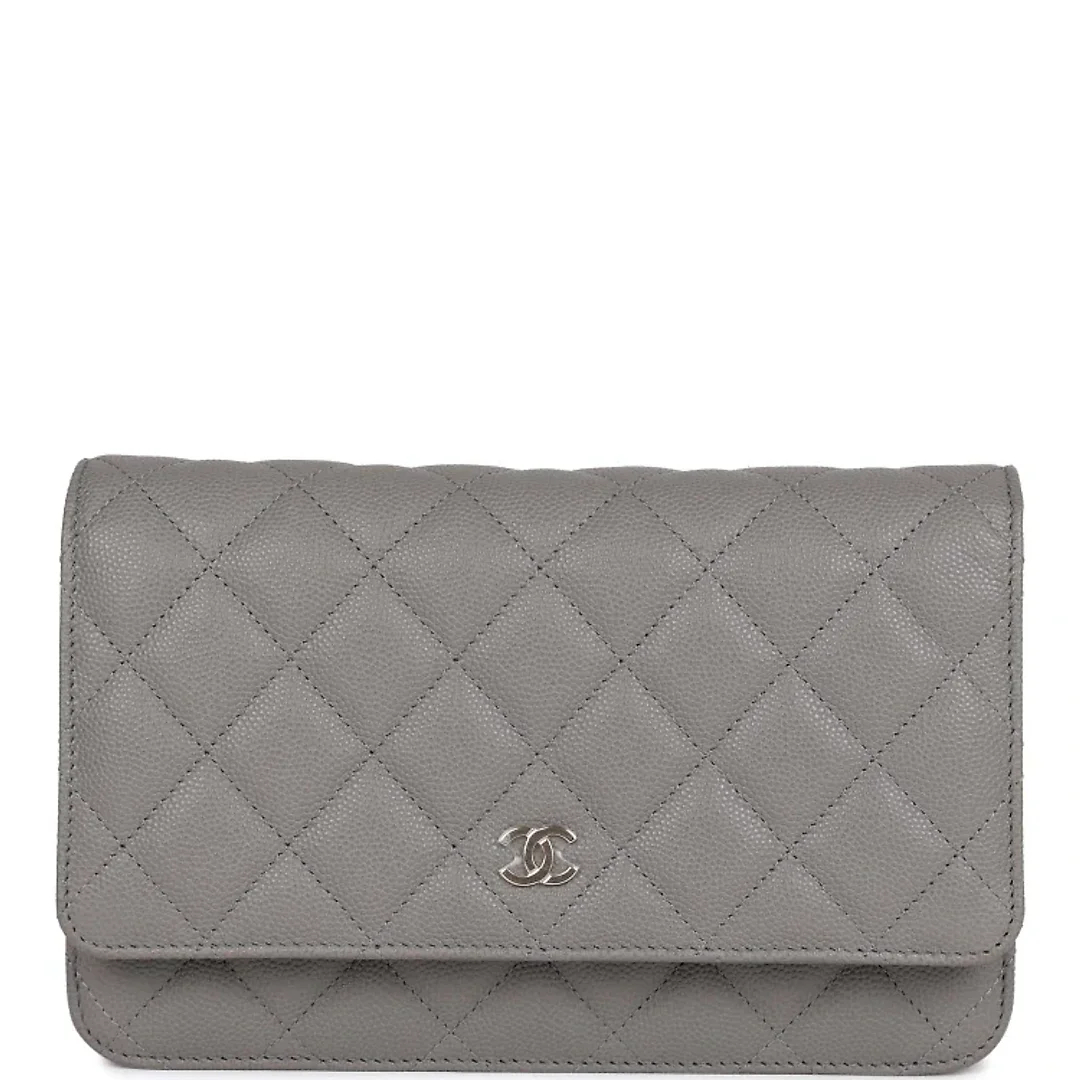 CC Wallet on Chain WOC Grey Caviar Light Gold Hardware