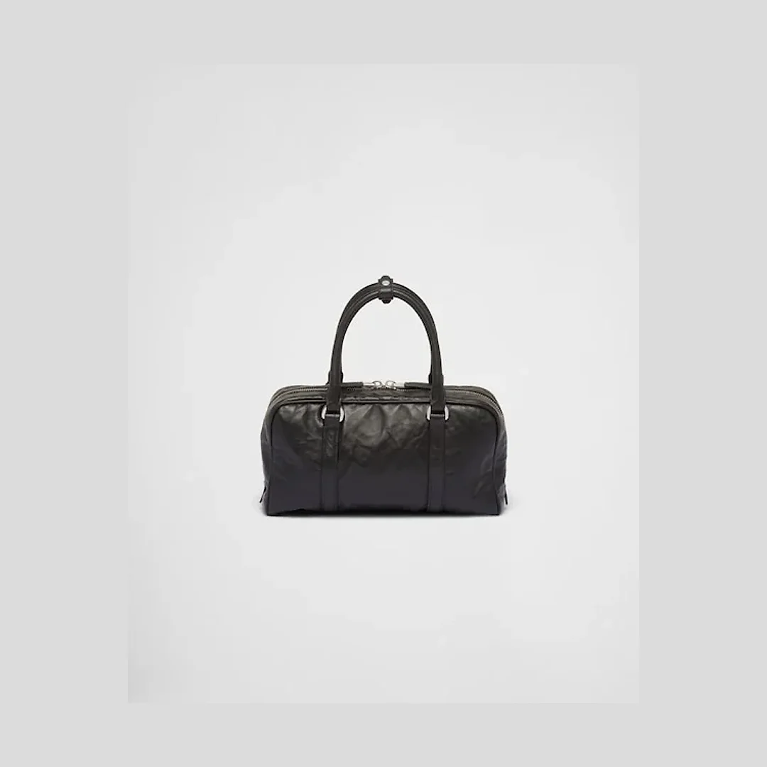 PP Antique nappa leather multi-pocket top-handle bag – Black