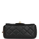 CC Pearl Crush Mini Square Flap Bag Black Lambskin Antique Gold Hardware