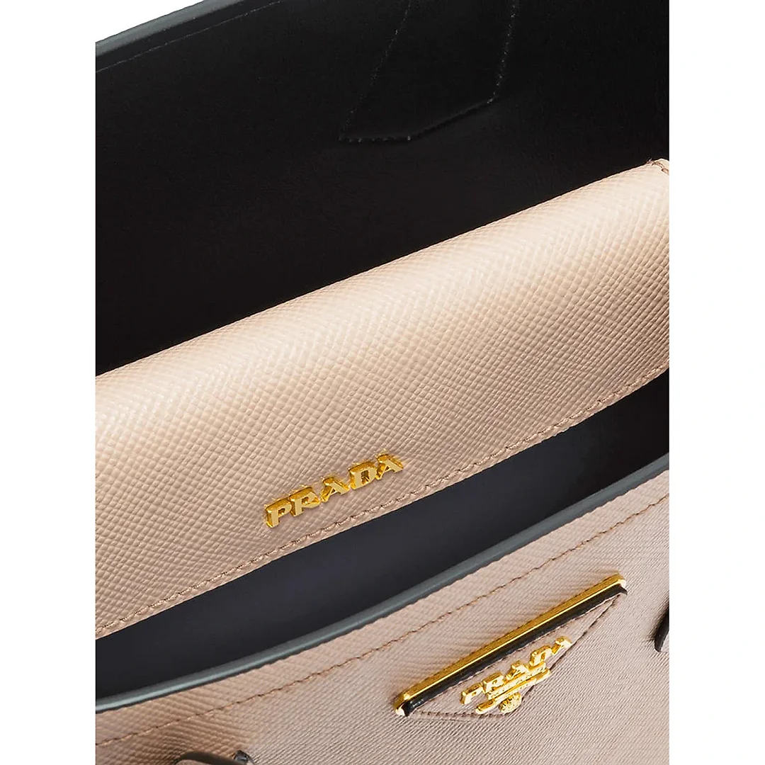 PP Small Saffiano Leather Double PP Bag in Powder Pink