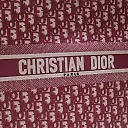 CD Unisex CD Book Tote Maroon CD Oblique Embroidered Velvet