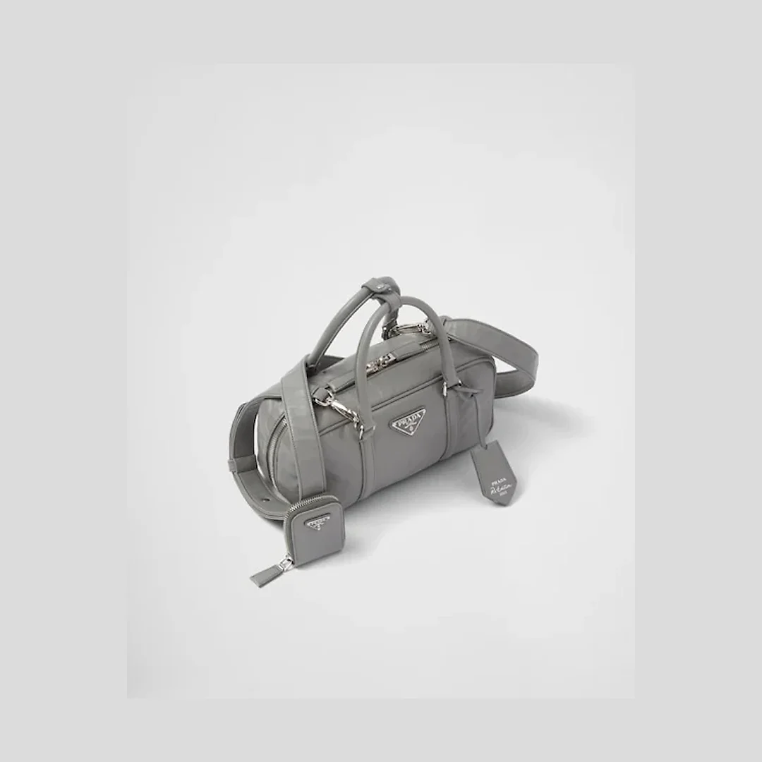 PP Small antique nappa leather top handle bag – Slate Gray