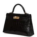 H Kelly Sellier 20 Black Shiny Alligator Gold Hardware
