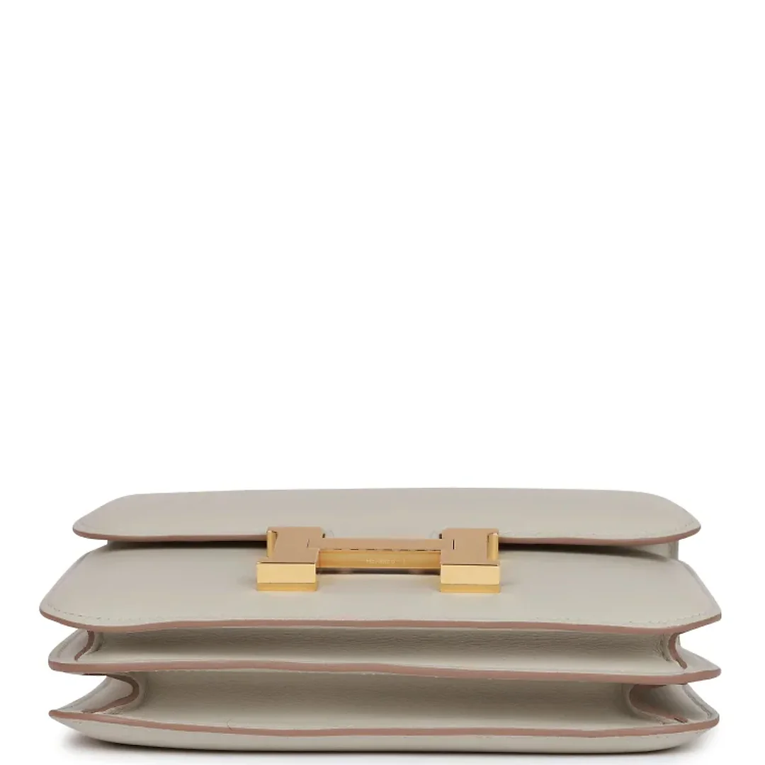 H Constance 18 Gris Perle Swift Gold Hardware