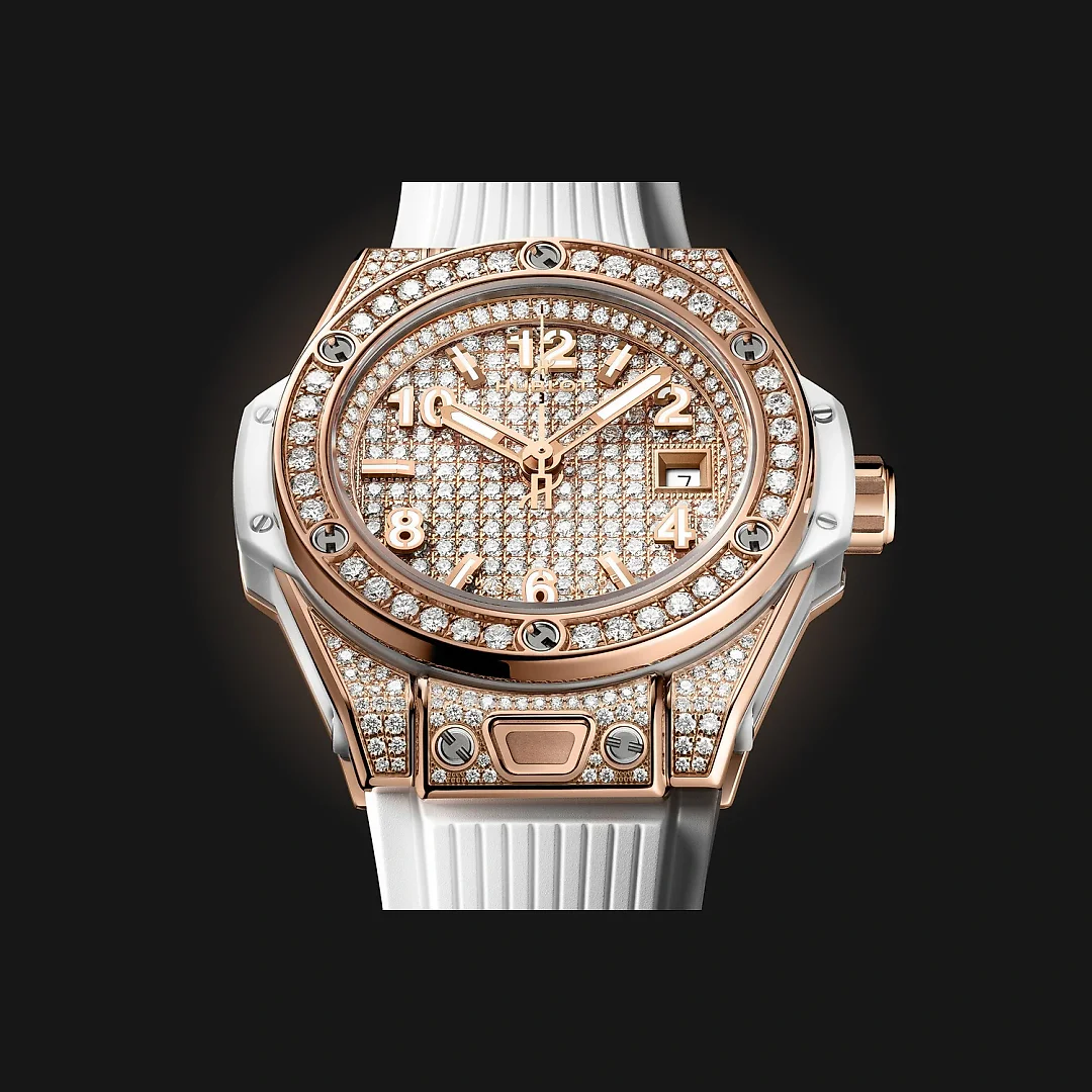 Hublot Big Bang ONE CLICK KING GOLD WHITE FULL PAVÃ‰ Ref# 485.OE.9000.RW.1604