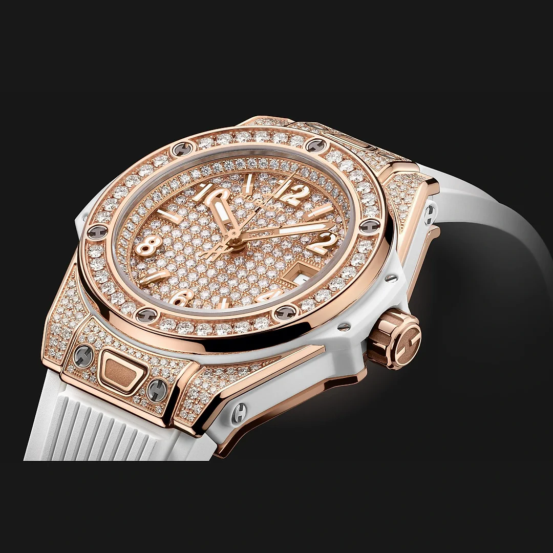 Hublot Big Bang ONE CLICK KING GOLD WHITE FULL PAVÃ‰ Ref# 485.OE.9000.RW.1604