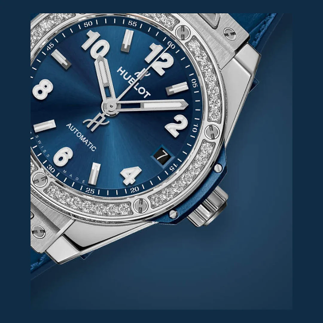 Hublot Big Bang, One Click Steel Blue Diamonds 39mm, Ref# 465.SX.7170.LR.1204