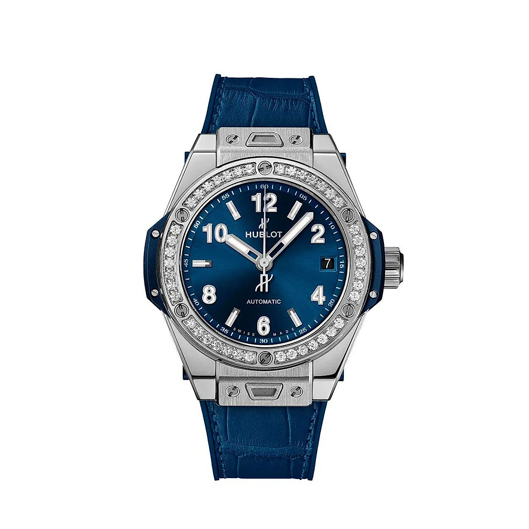 Hublot Big Bang, One Click Steel Blue Diamonds 39mm, Ref# 465.SX.7170.LR.1204