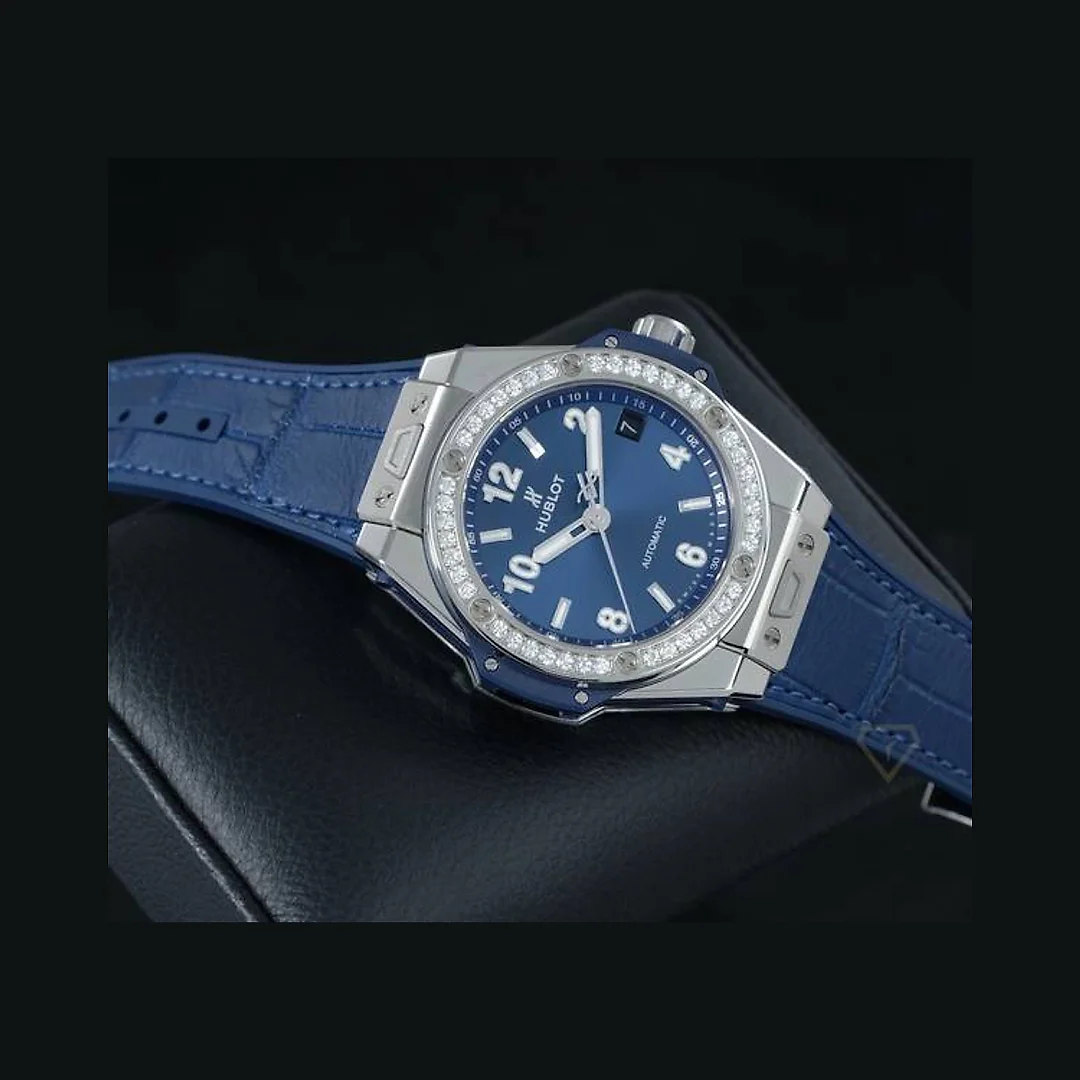 Hublot Big Bang, One Click Steel Blue Diamonds 39mm, Ref# 465.SX.7170.LR.1204