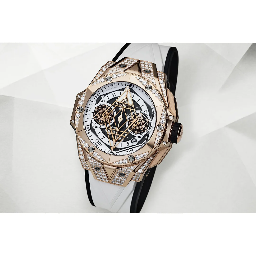 Hublot Big Bang SANG BLEU II KING GOLD WHITE PAVÃ‰ Ref# 418.OX.2001.RX.1604.MXM20