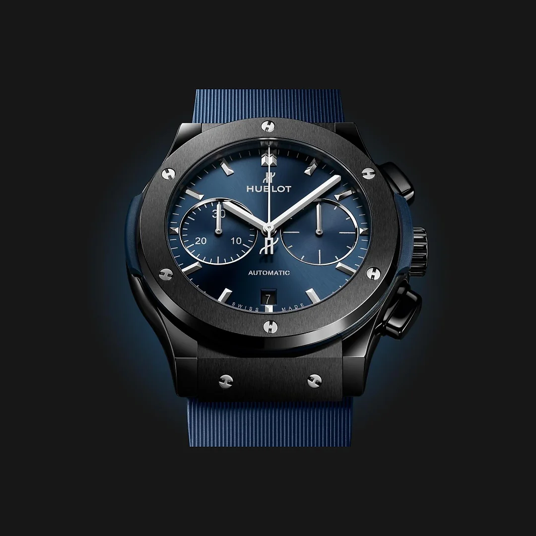 Hublot Classic Fusion Ceramic Blue Chronograph Ref# 521.CM.7170.RX