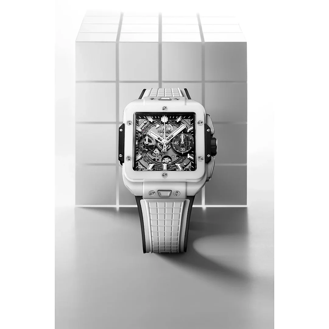 Hublot, Square Bang Unico White Ceramic, 42mm, Ref# 821.HX.0170.RX