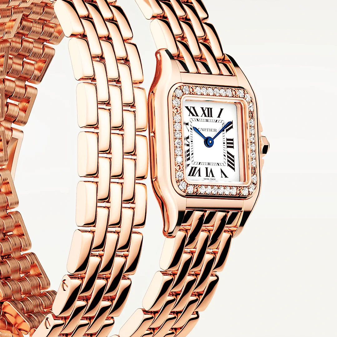 Panthère de Cartier Small 18ct Rose Gold Diamond Set Loop Bracelet Watch