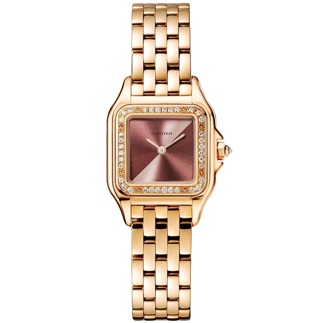 PanthÃ¨re de Cartier Small 18ct Rose Gold Plum Dial Diamond Set Watch