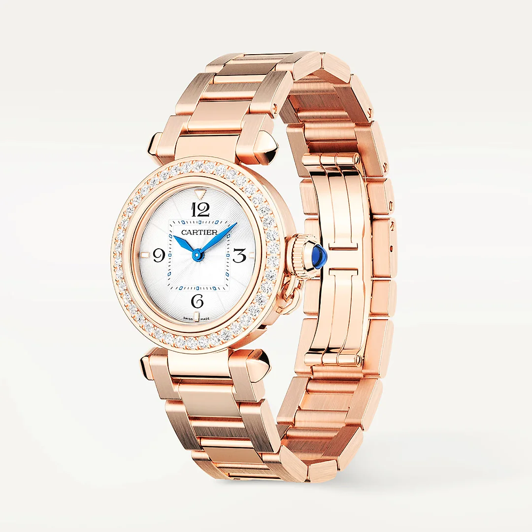 Pasha de Cartier 30mm 18ct Rose Gold Diamond Set Bracelet Watch