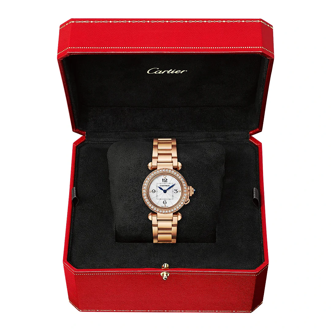 Pasha de Cartier 30mm 18ct Rose Gold Diamond Set Bracelet Watch