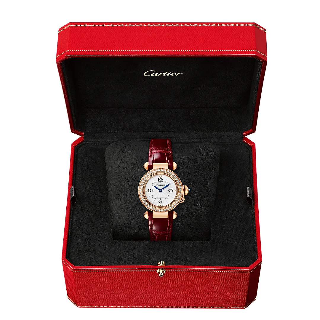 Pasha de Cartier 30mm 18ct Rose Gold Diamond Set Strap Watch