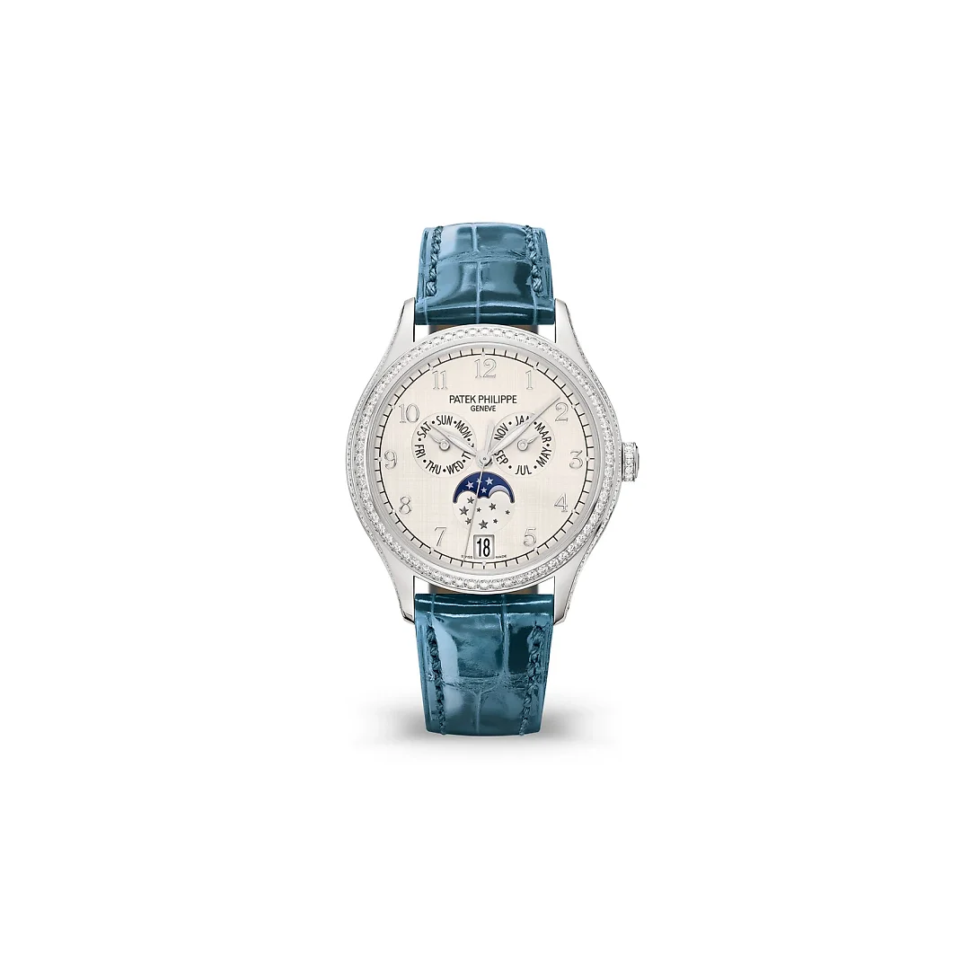 Patek Philippe Complication, 18k White Gold set with 155 diamonds (~1.34 ct), 38mm, Annual Calendar Ref# 4947G-010
