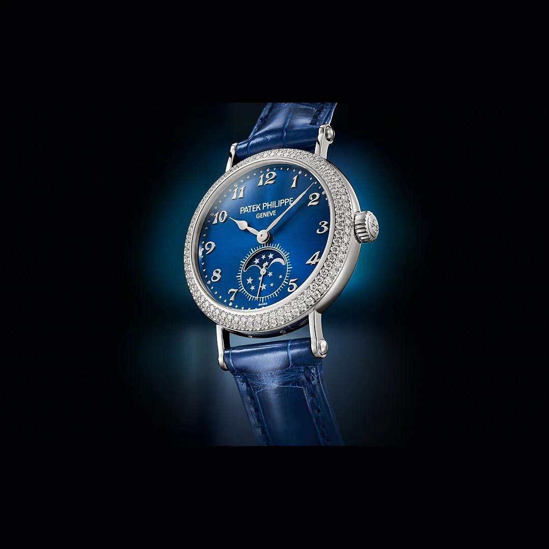 Patek Philippe Complication Moon Phases, 18k White Gold with 132 (~1.09 cts.) brilliant-cut diamonds, 33mm, Ref# 7121/200G-001