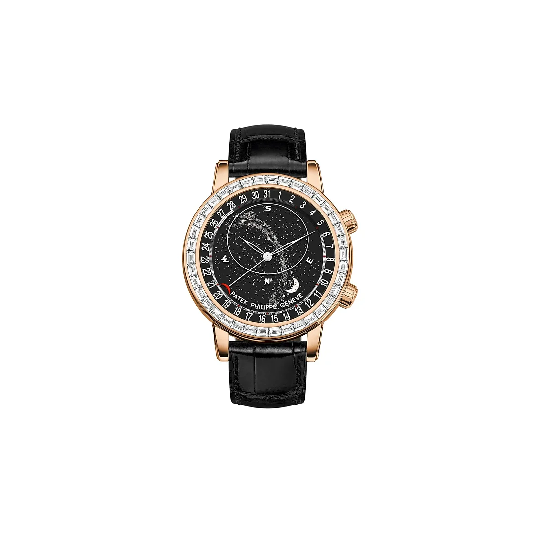Patek Philippe Grand Complication, 18k Rose Gold set with baguette diamonds, 44mm, Astronomical, Ref# 6104R-001