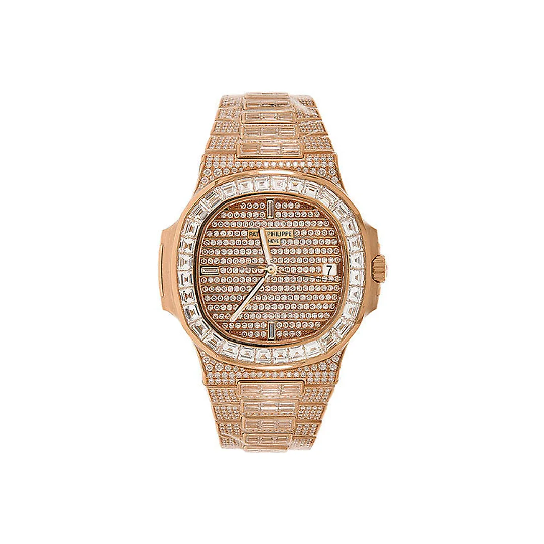 Patek Philippe Nautilus – 40mm Rose Gold Diamond Paved Case – Diamond Paved Dial – Diamond Paved Bracelet – 5719/10R-010