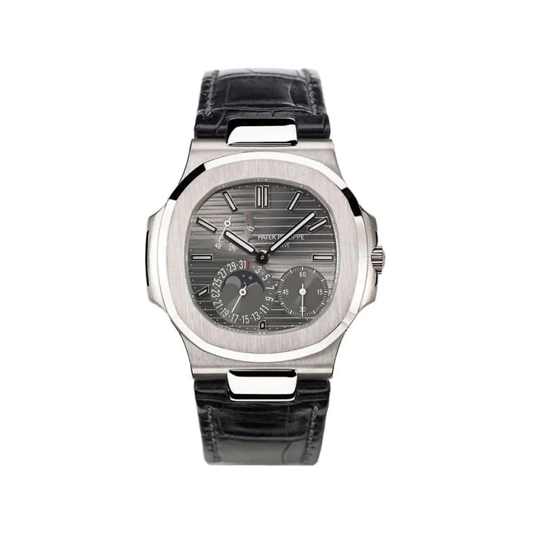 Patek Philippe Nautilus Date, Moon Phases Watch, 18k White Gold, 40mm, Ref# 5712G-001
