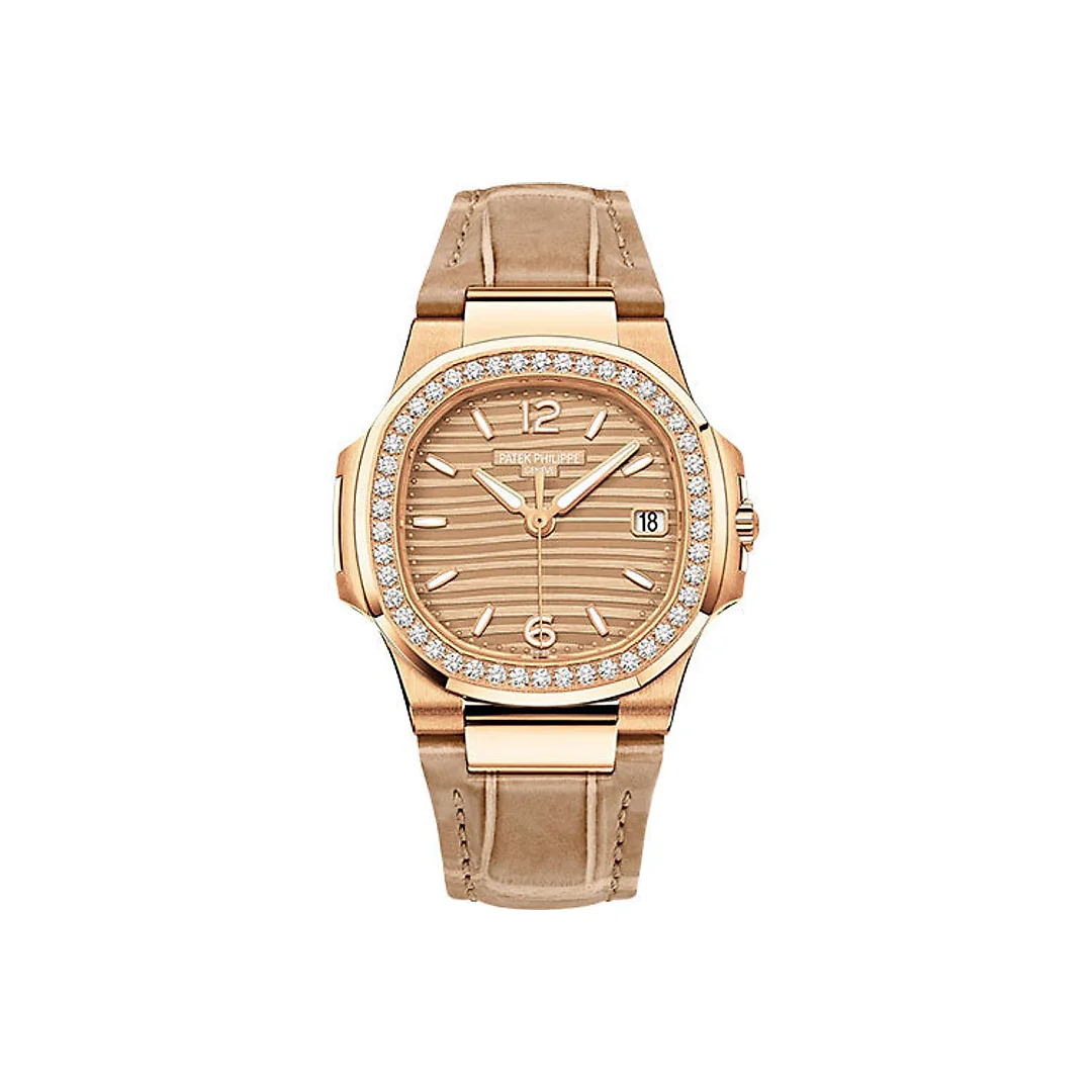 Patek Philippe Nautilus Date Sweep Seconds – 32 mm – Rose Gold – Golden Dial – 7010R-012