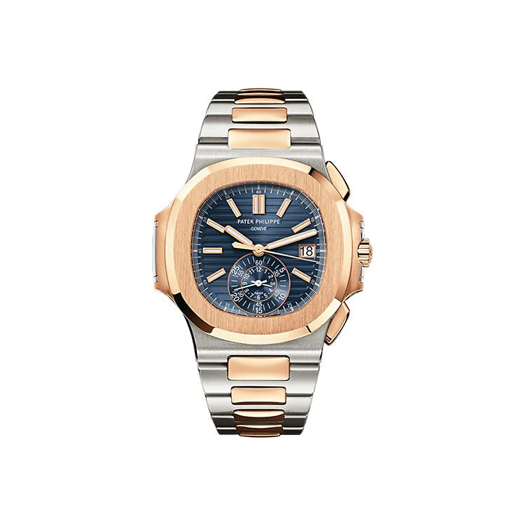 Patek Philippe Nautilus Flyback Chronograph, Date Watch, 18k Rose Gold and Stainless Steel, 40,5 mm, Ref# 5980/1AR-001