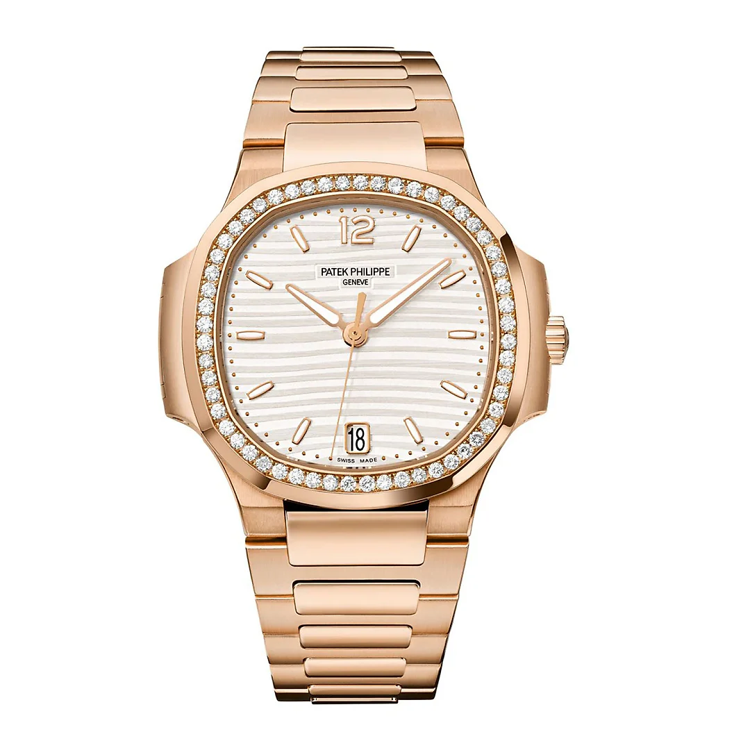 Patek Philippe Nautilus Ladies Automatic Watch, 18k Rose Gold and Diamonds, 35,2mm, Ref# 7118/1200R-001