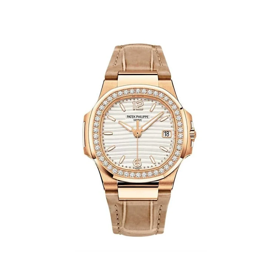 Patek Philippe Nautilus Quartz Diamond Ladies Watch, 18k Rose Gold, 32mm, Ref# 7010R-011