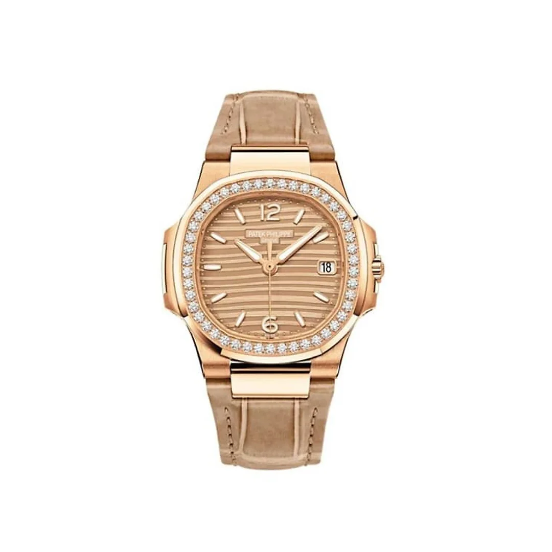 Patek Philippe Nautilus Quartz Diamond Ladies Watch, 18k Rose Gold, 32mm, Ref# 7010R-012