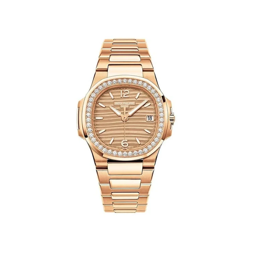 Patek Philippe Nautilus Quartz Diamond Ladies Watch, 18k Rose Gold, 32mm, Ref# 7010/1R-012