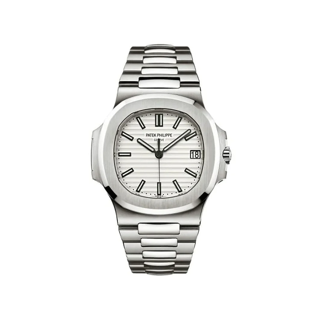 Patek Philippe Nautilus Silvery White Dial Stainless Steel Mens Watch 5711-1A-011
