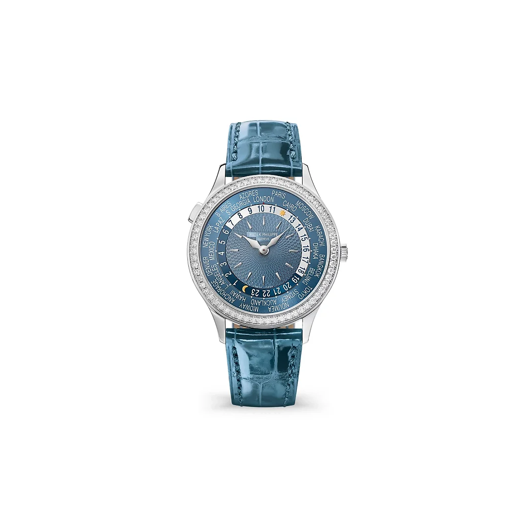 Patek Philippe Womenâ€™s Complication World-Time, 18k White Gold set with 89 diamonds (~1.03 ct.), 36mm, Ref# 7130G-016