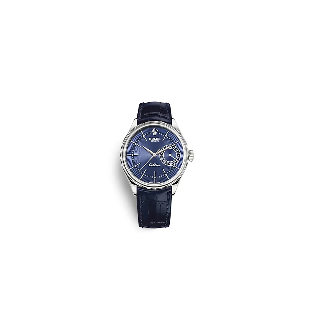 Rolex Cellini Date White Gold Blue Guilloche Dial