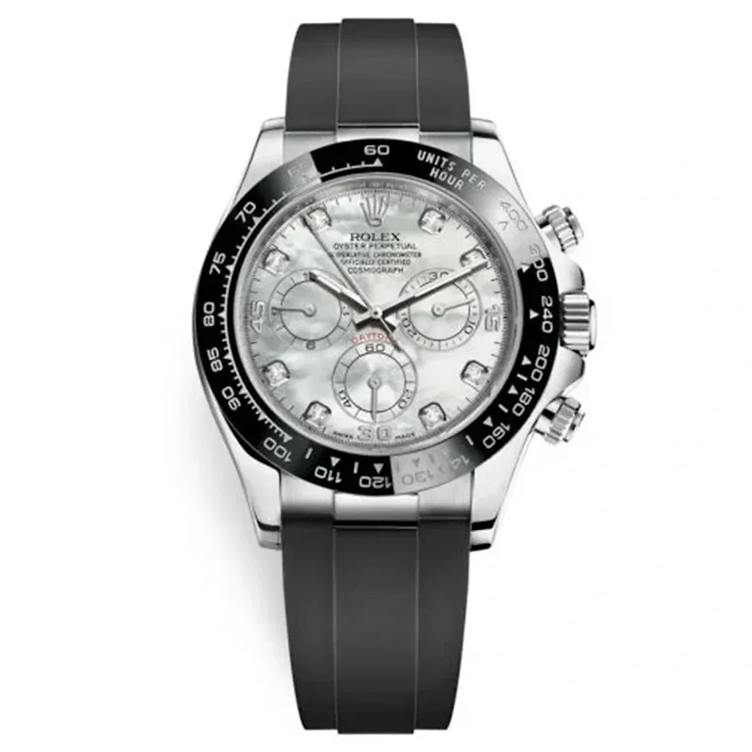 Rolex Cosmograph Daytona 116519LN MOP Diamond Dial Oysterflex White Gold Mens Watch