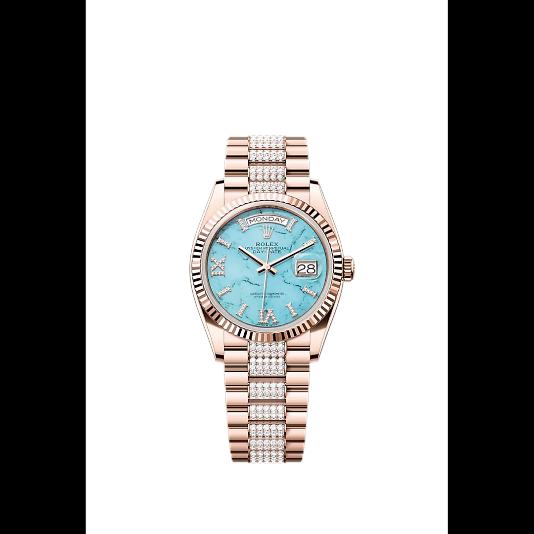 Rolex Day-Date 36, 18k Everose Gold with Diamond-set, 36mm, Ref# 128235-0065