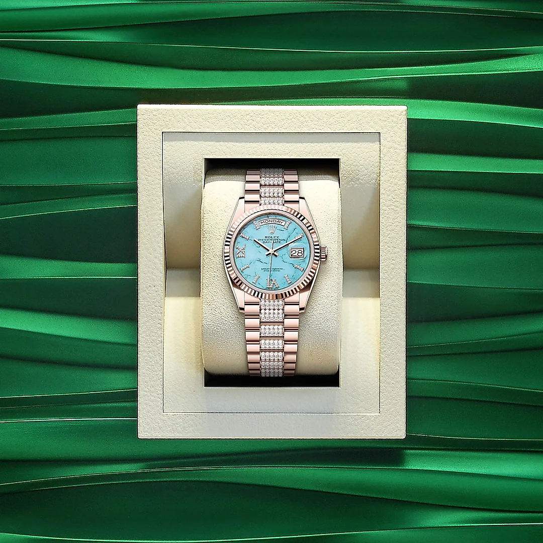 Rolex Day-Date 36, 18k Everose Gold with Diamond-set, 36mm, Ref# 128235-0065