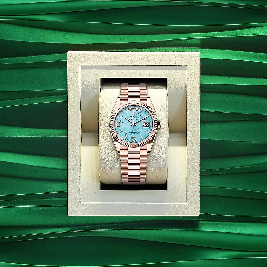 Rolex Day-Date 36, 18k Everose Gold with Diamond-set, 36mm, Ref# 128235-0064