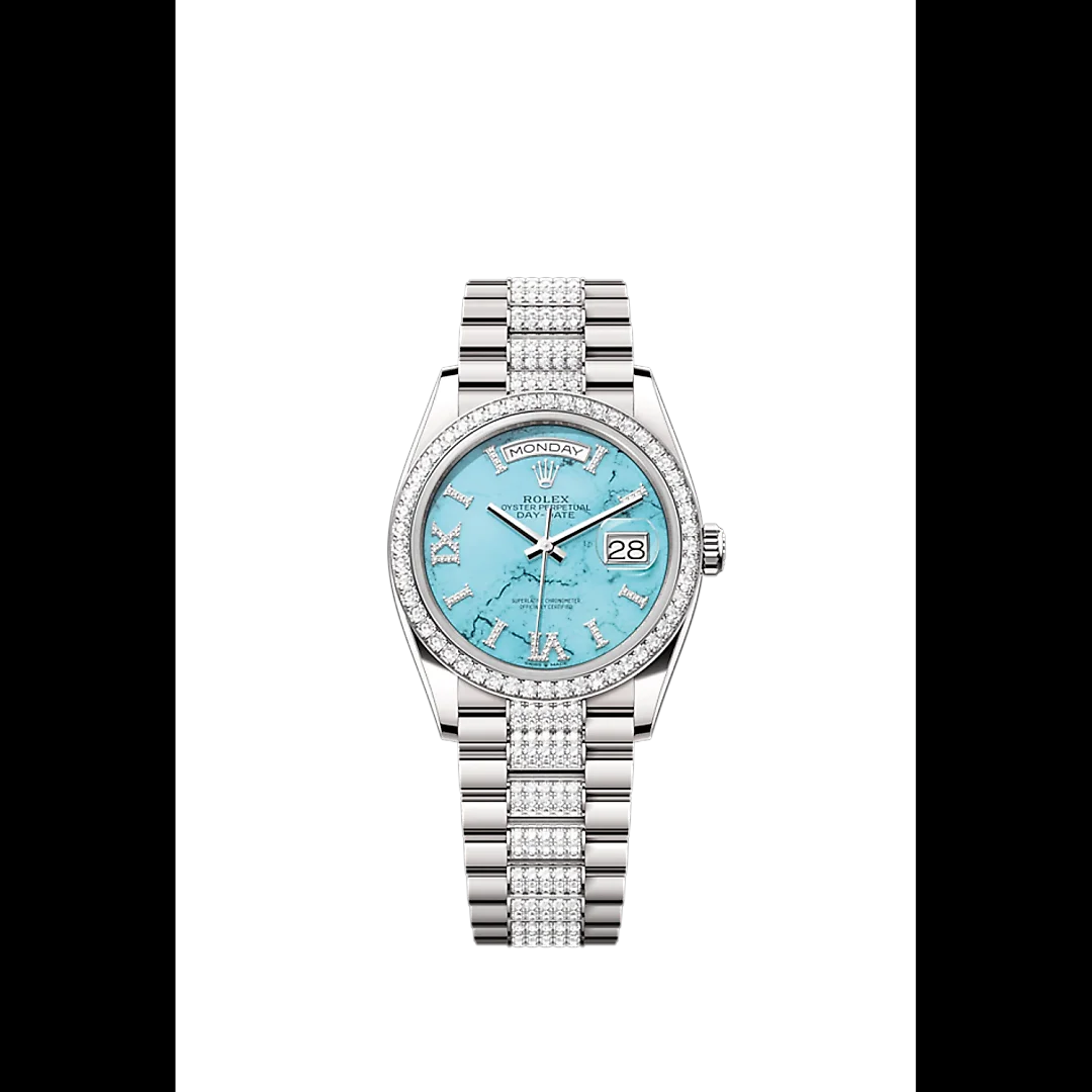 Rolex Day-Date 36, 18k White Gold with Diamond-set, 36mm, Ref# 128349rbr-0032