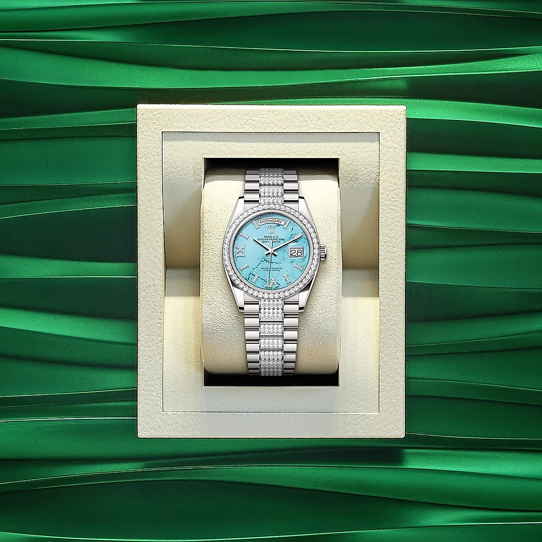 Rolex Day-Date 36, 18k White Gold with Diamond-set, 36mm, Ref# 128349rbr-0032