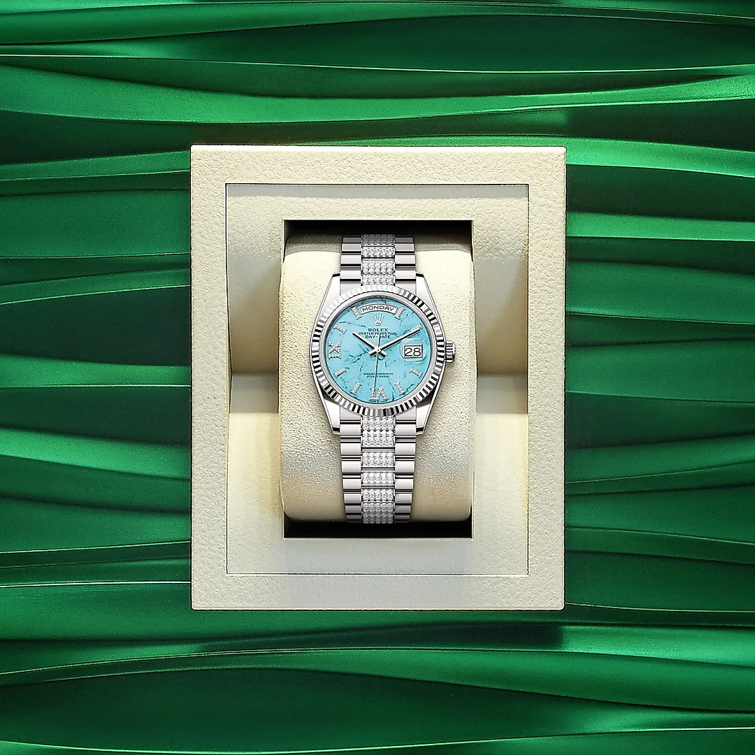 Rolex Day-Date 36, 18k White Gold with Diamond-set, 36mm, Ref# 128239-0045