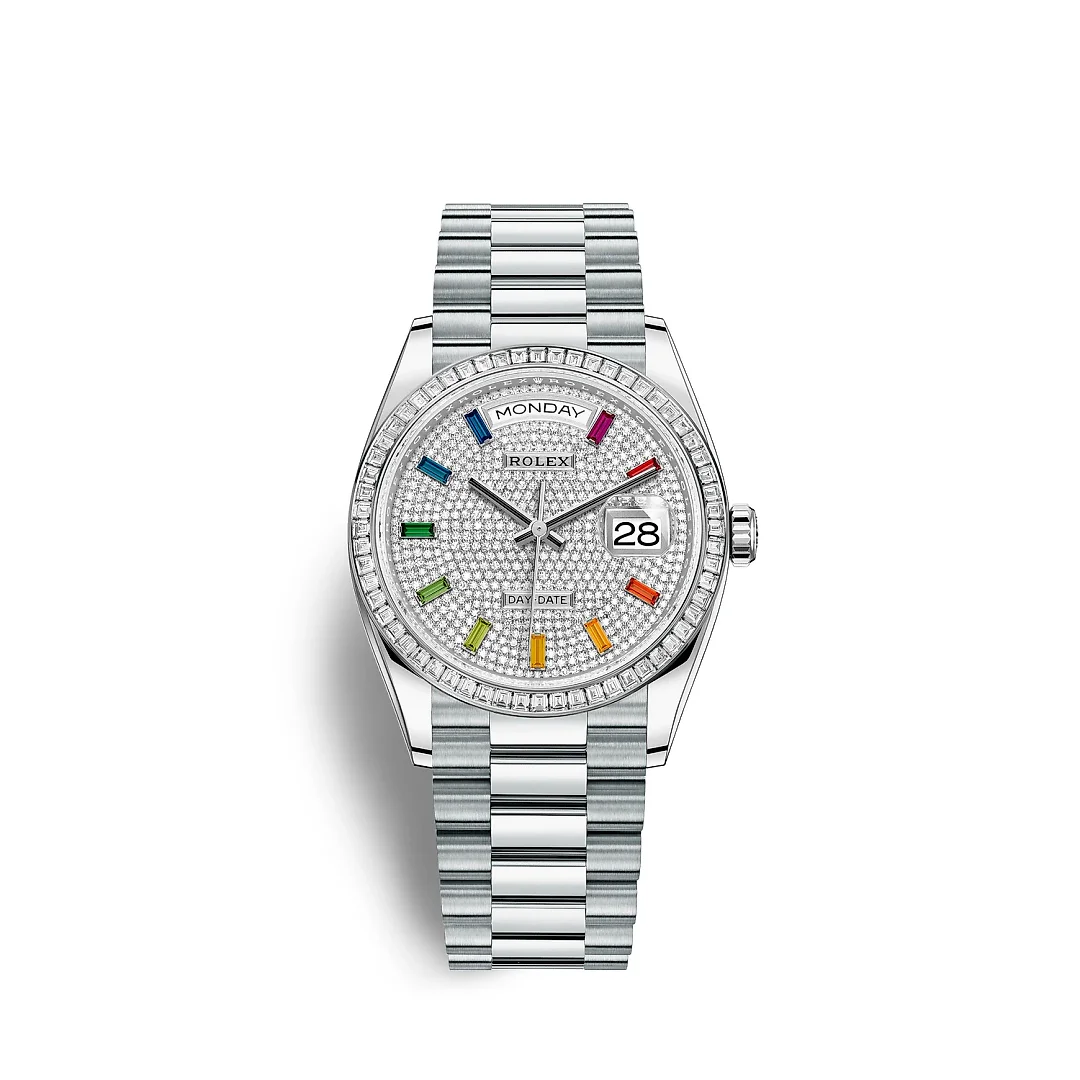 Rolex Day-Date, 36mm, Platinum and Diamonds, Ref# 128396tbr-0006