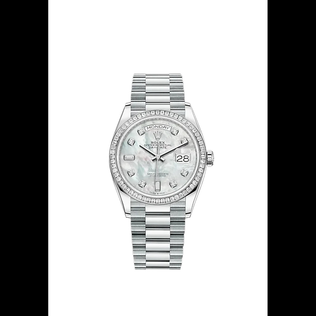 Rolex Day-Date, 36mm, Platinum and Diamonds, Ref# 128396tbr-0005