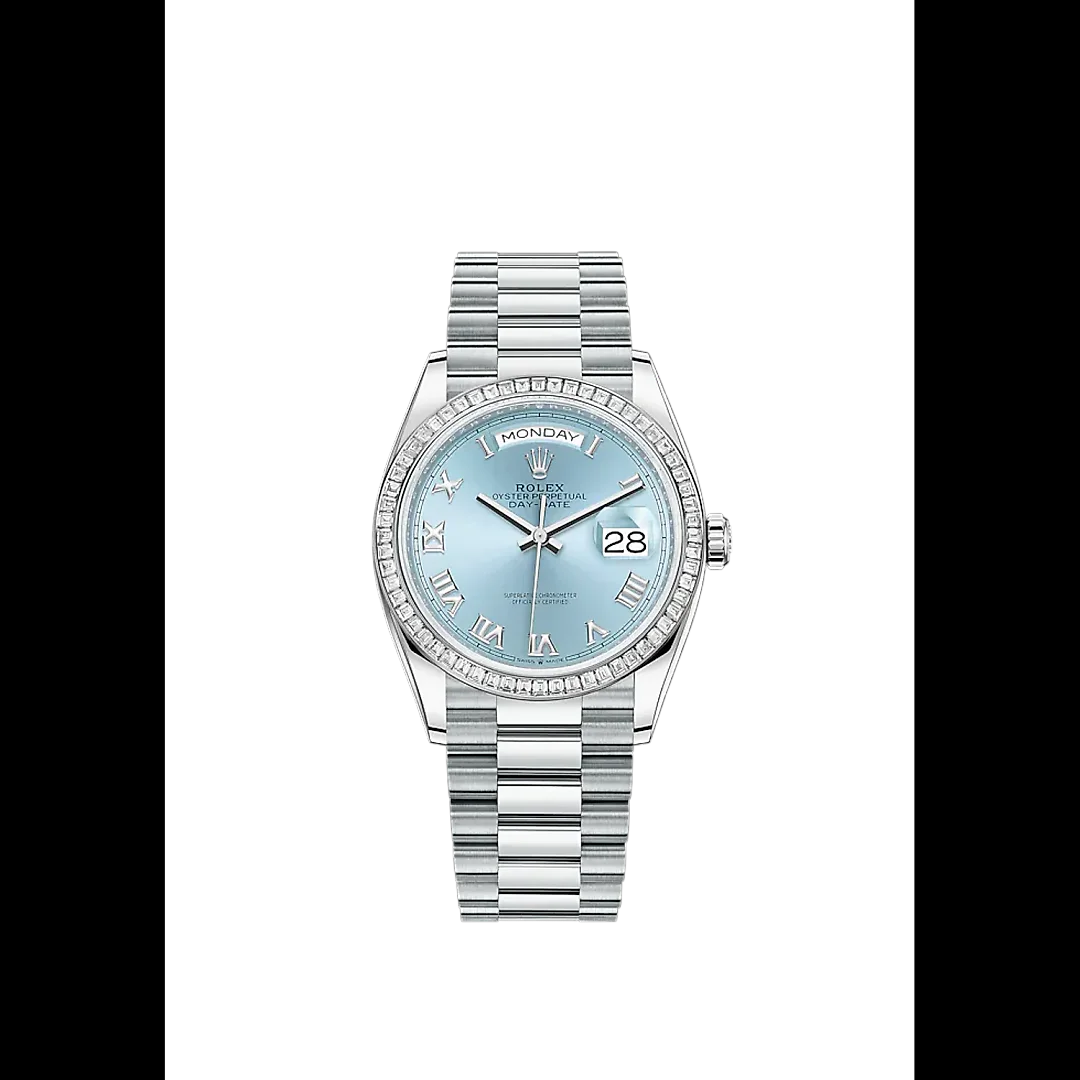Rolex Day-Date, 36mm, Platinum and Diamonds, Ref# 128396tbr-0002
