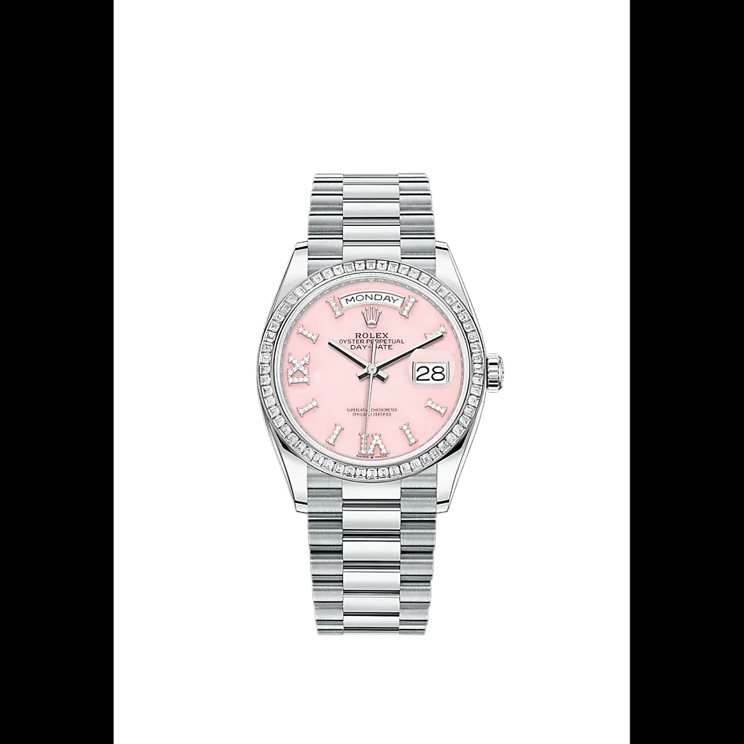 Rolex Day-Date, 36mm, Platinum and Diamonds, Ref# 128396tbr-0009