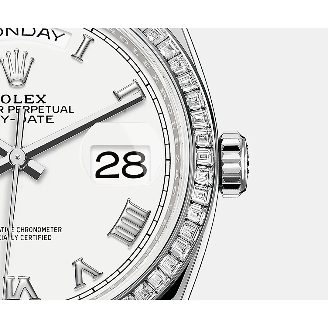 Rolex Day-Date, 36mm, Platinum and Diamonds, Ref# 128396tbr-0010